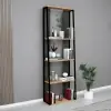 Alis Bookcase with Metal Frame - Sapphire Oak & Anthracite