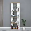 Alis Bookcase with Metal Frame - Sapphire Oak & White