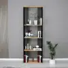 Alis Bookcase with Metal Frame - Sapphire Oak & Anthracite