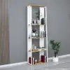 Alis Bookcase with Metal Frame - Sapphire Oak & White