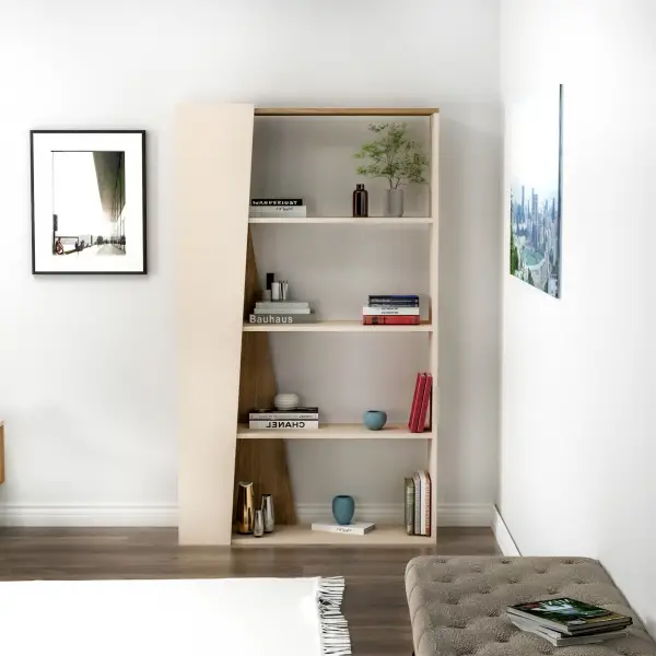 Clara Bookcase - Light Walnut & Beige