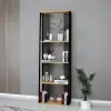 Alis Bookcase with Metal Frame - Sapphire Oak & Anthracite
