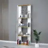 Alis Bookcase with Metal Frame - Sapphire Oak & White