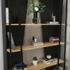 Lissa Iron Leg Bookcase - Sapphire Oak & Black