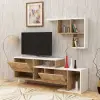 Pilmin TV Stand and Entertainment Center - White & Atlantic Pine