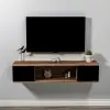 Alfie TV Stand - Light Walnut & Black