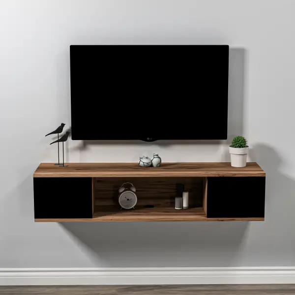 Alfie TV Stand - Light Walnut & Black