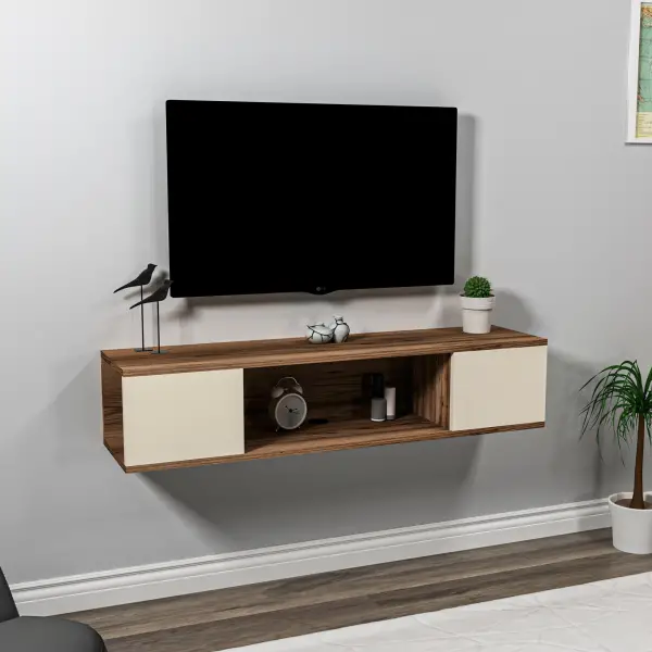 Alfie TV Stand - Light Walnut & Beige