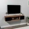 Alfie TV Stand - Light Walnut & Black