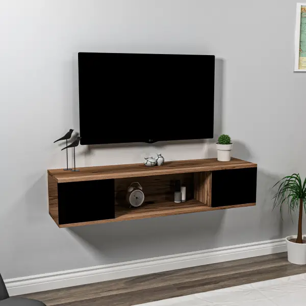 Alfie TV Stand - Light Walnut & Black